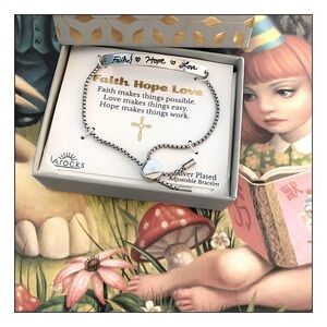 LA Rocks Faith Hope Love Silver Bracelet